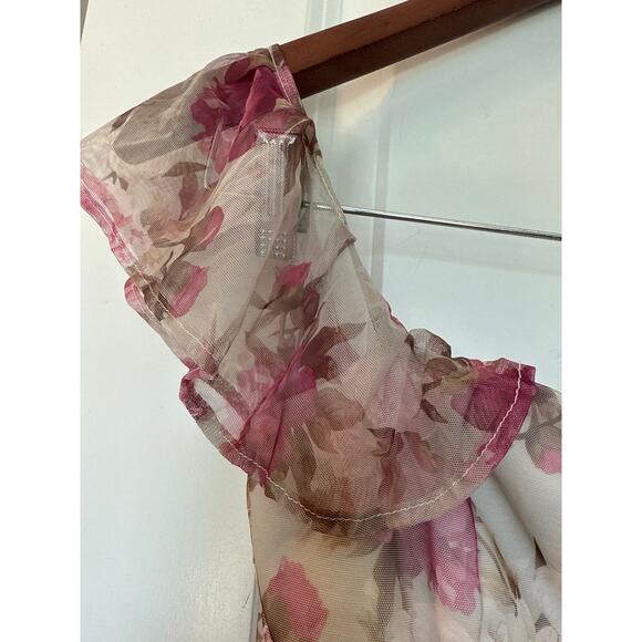 Windsor NWT Floral Mesh Lace-Up Corset Top Fairycore Off Shoulder 💐✨ - Picture 5 of 6